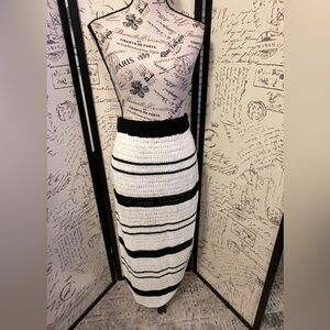 Black and White Striped Women crochet Skirt
